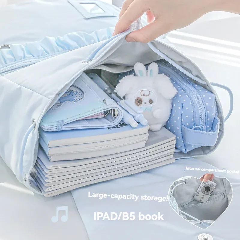 sac à dos rembourré en coton, sac décontracté crème et moelleux de grande capacité pour étudiants, pour ranger plusieurs sacs à dos, 1 pièce