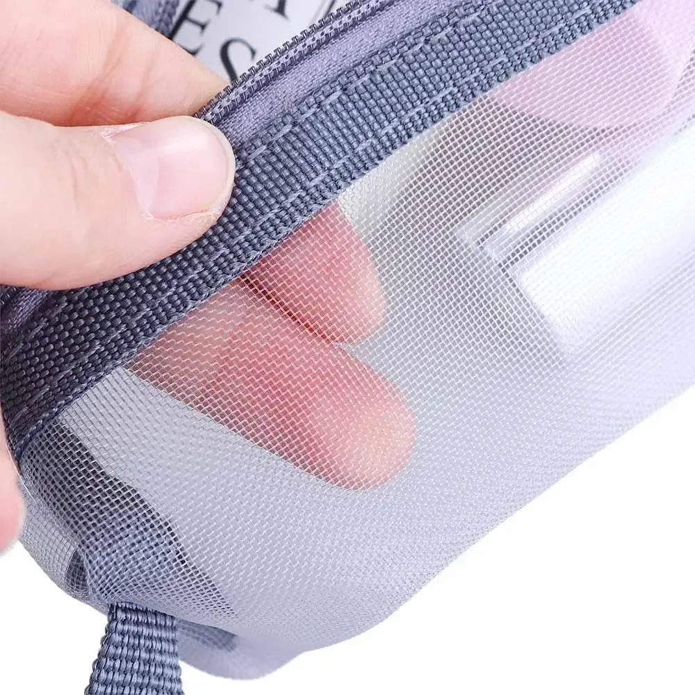 sac de toilette transparent en maille de grande capacité pour femmes, sac à cosmétiques, trousse de maquillage à fermeture éclair, sac de rangement de soins de la peau, sac de rangement coréen