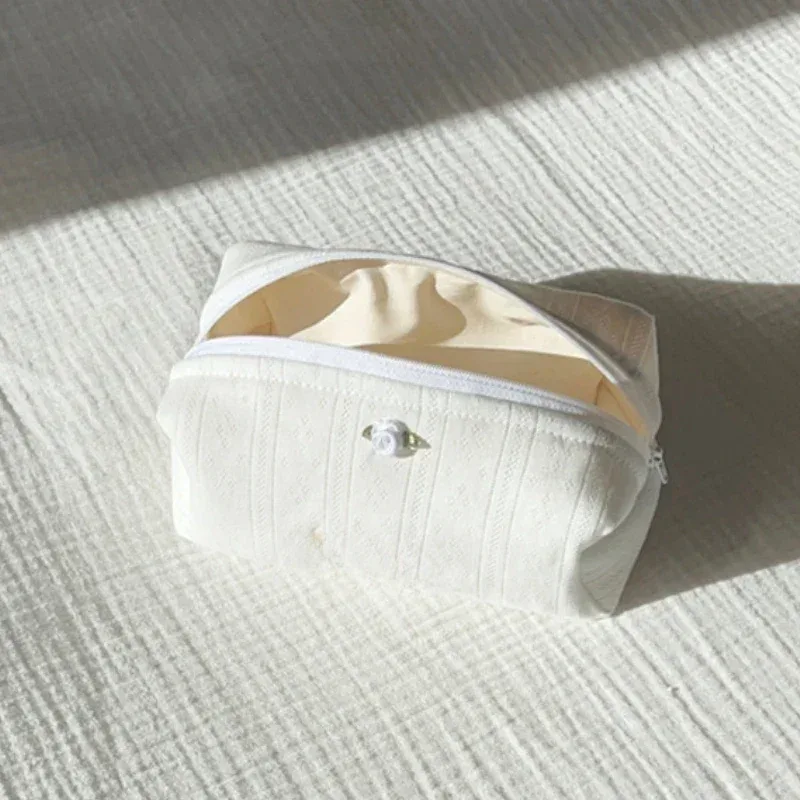 trousse de maquillage noire en dentelle avec nœud pour femme, grande capacité, sac de toilette de voyage, organisateur cosmétique mignon coréen, pochette portable pour femme