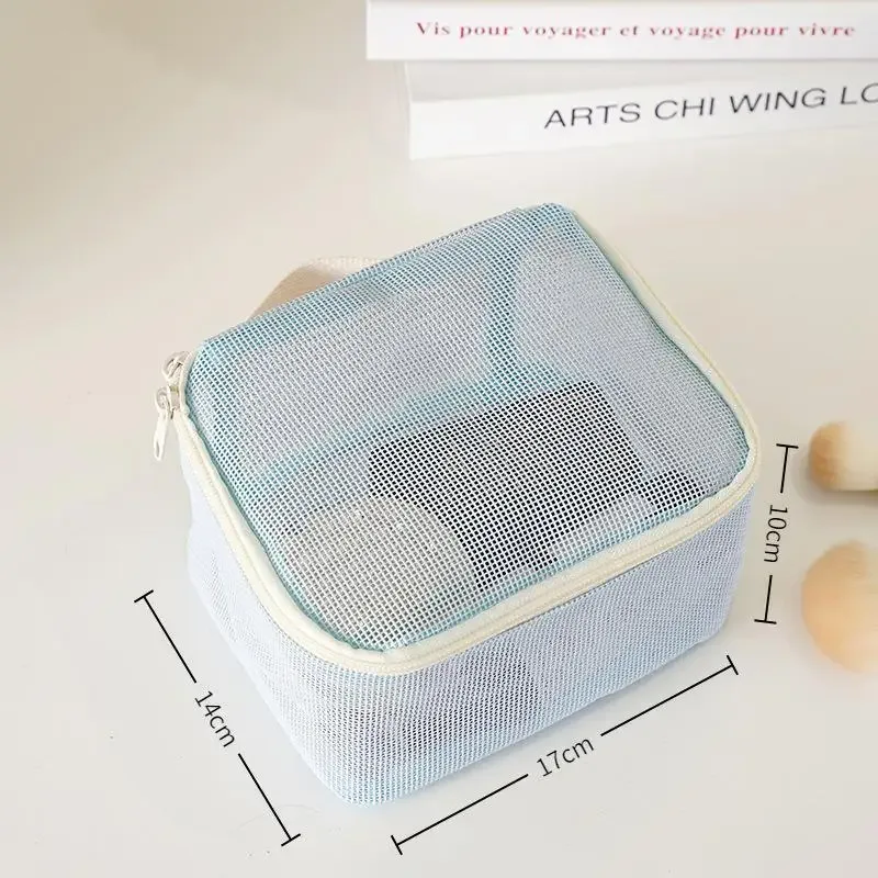 sac à main en maille pour maquillage, lot de 3, trousse de toilette portable pour le rangement des rouges à lèvres et des accessoires