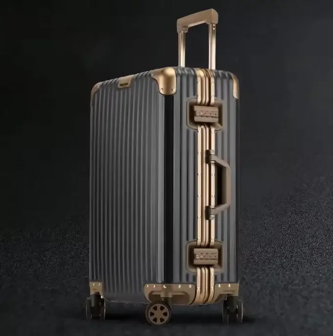 100% valise en aluminium cabine 20/22/24/26/29 pouces alliage de magnésium bagage à main mot de passe boîte tsa serrure métal dur boîtier de chariot