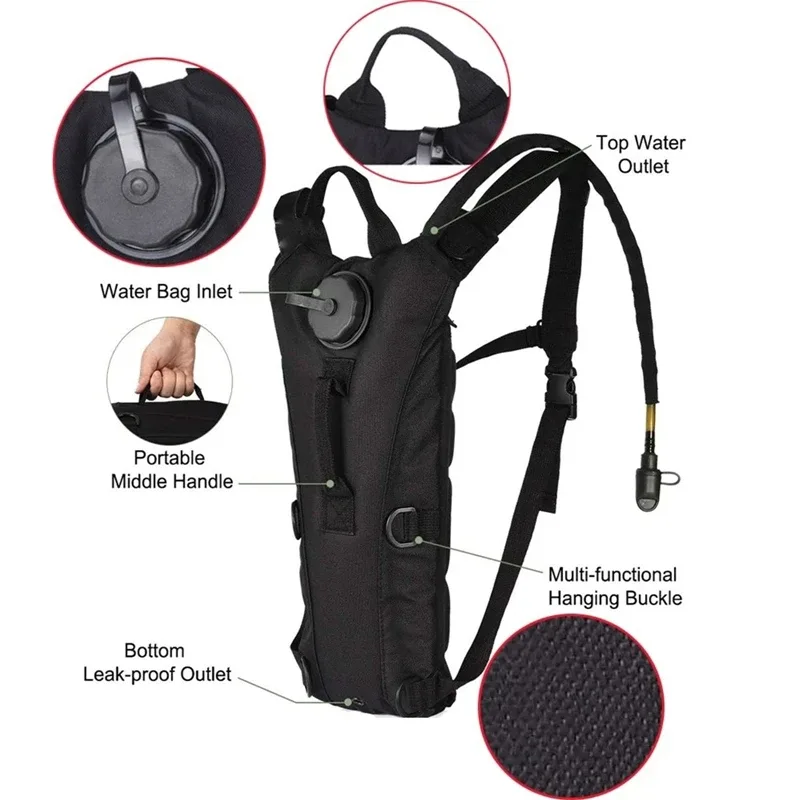 sac à dos d'hydratation tactique portable pour l'extérieur, sac à eau pour le voyage, la randonnée, le cyclisme, l'escalade, la chasse, sac imperméable en oxford, poche à eau