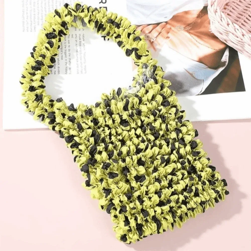 sac bandoulière à bulles grande capacité en polyester souple noir à pois, sac de shopping réutilisable en tissu tissé