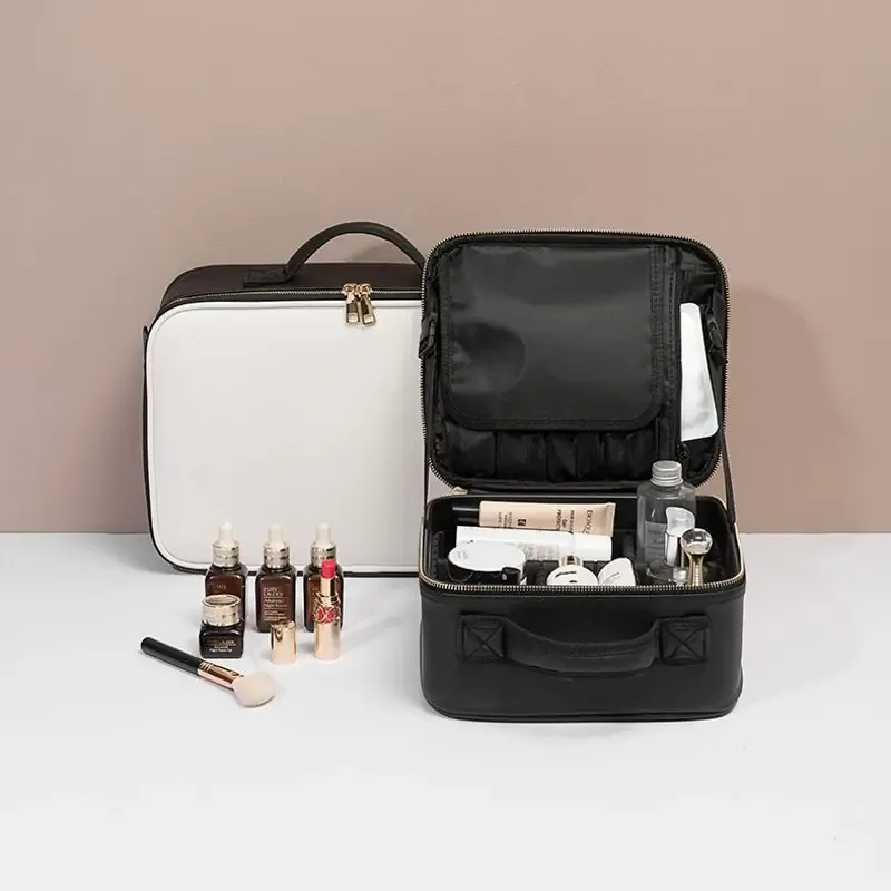 trousse de maquillage en cuir pu de grande capacité, trousse à cosmétiques professionnelle, trousse de maquillage étanche, trousse de beauté, essentiel de la présidence, nouveau