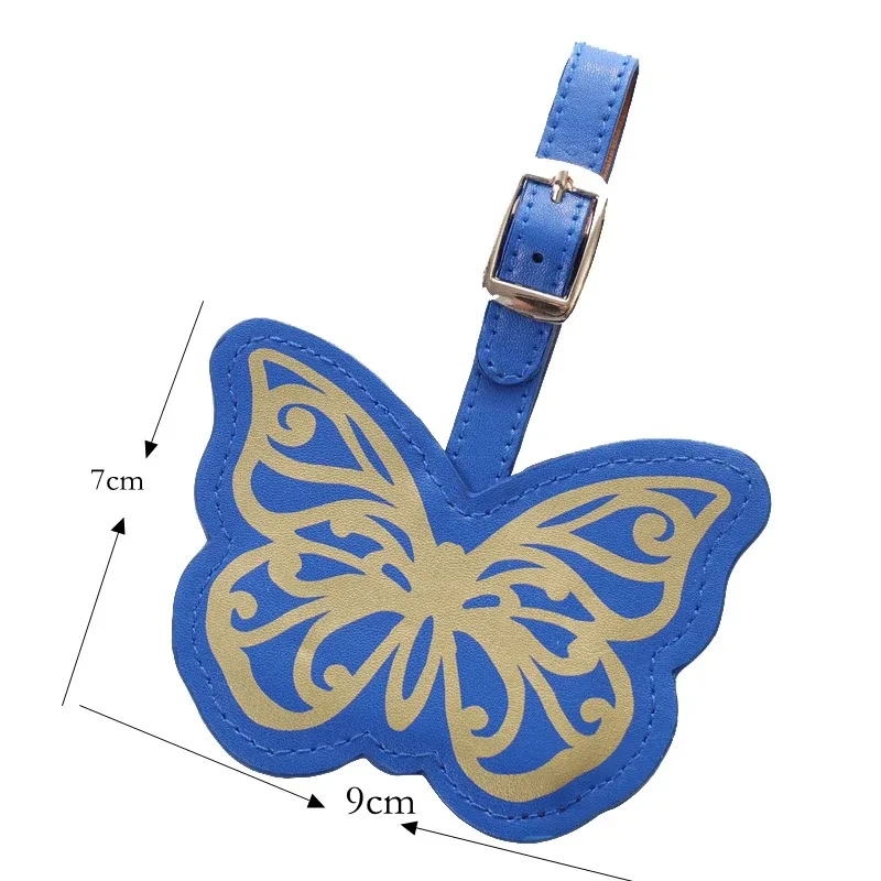 étiquette de bagage créative papillon et fleur pour femmes et hommes, étiquette portable, porte-adresse d'identification de valise, pendentif de sac, accessoires de voyage