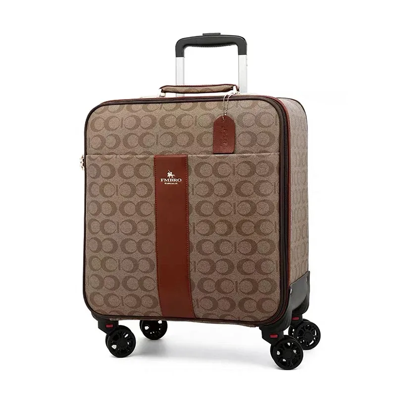 ensemble de bagages de voyage en cuir pu de luxe avec sac à main, valise à roulettes tendance, bagages de cabine populaires
