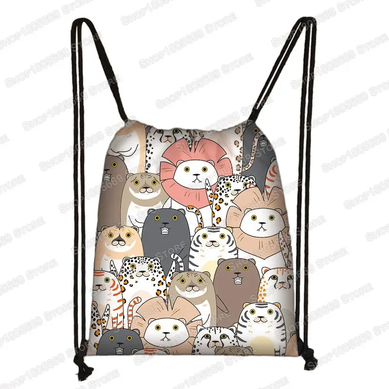 kawaii dessin animé chien chat sac à dos femmes sacs à cordon toile sac à bandoulière pour voyage filles sac à dos sacs de rangement porte-chaussures