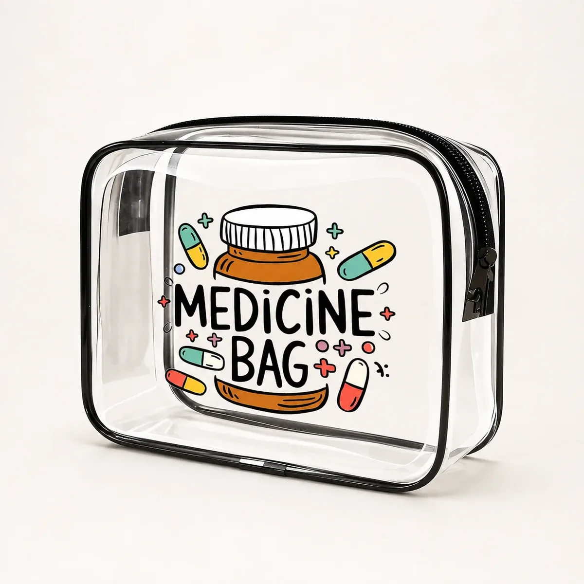 Sac à médicaments transparent en PVC imperméable, sac de rangement pour médicaments de voyage, pilules de premiers secours, cosmétiques, articles de toilette, organisateur portable