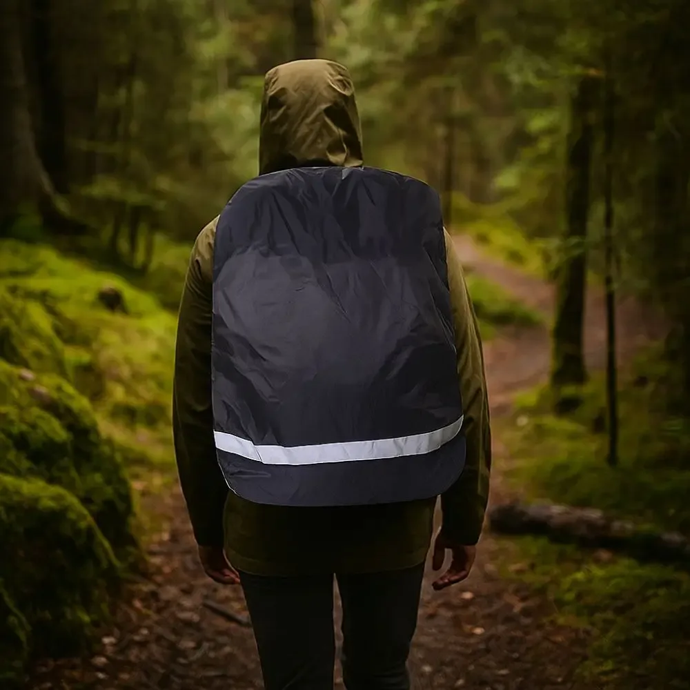 housse de pluie réfléchissante à double boucle, réglable, en tissu oxford imperméable, housse de sac à dos élastique pour voyage en plein air