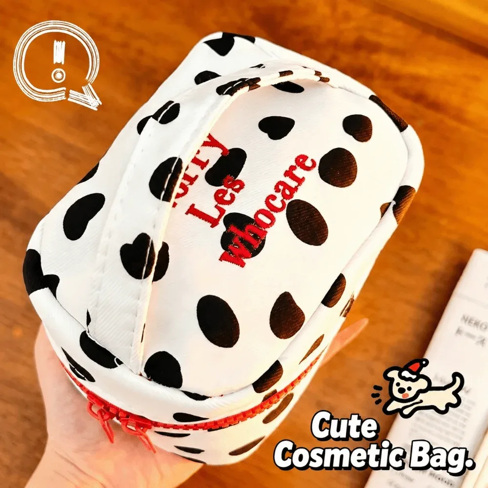 pochette de maquillage multifonctionnelle à pois, avec fermeture éclair, petite trousse de toilette pour la maison et les voyages