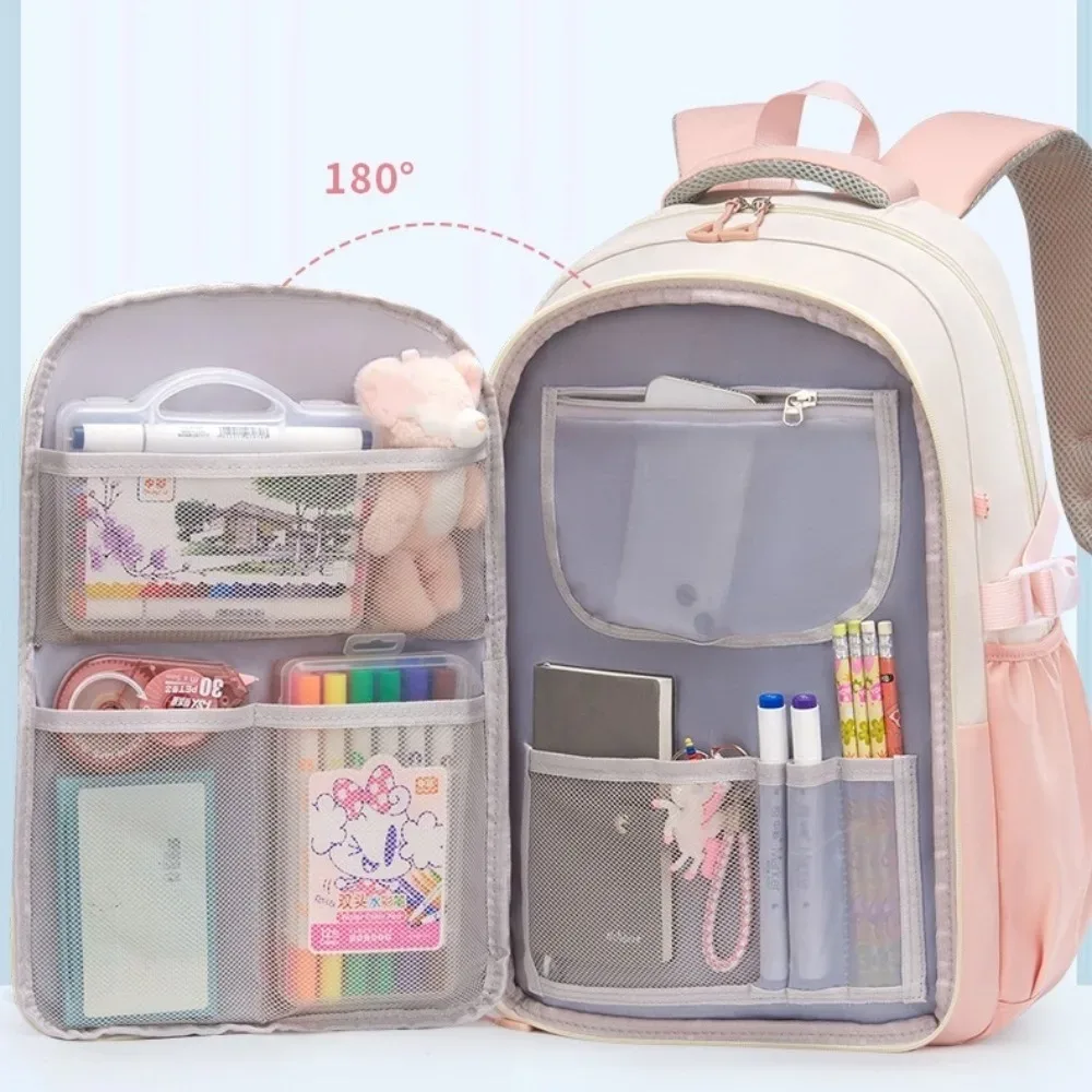 Sac d'école de grande capacité, sac à dos imperméable pour soulager le stress, sac à bandoulière léger à double sangle pour filles du collège et du lycée