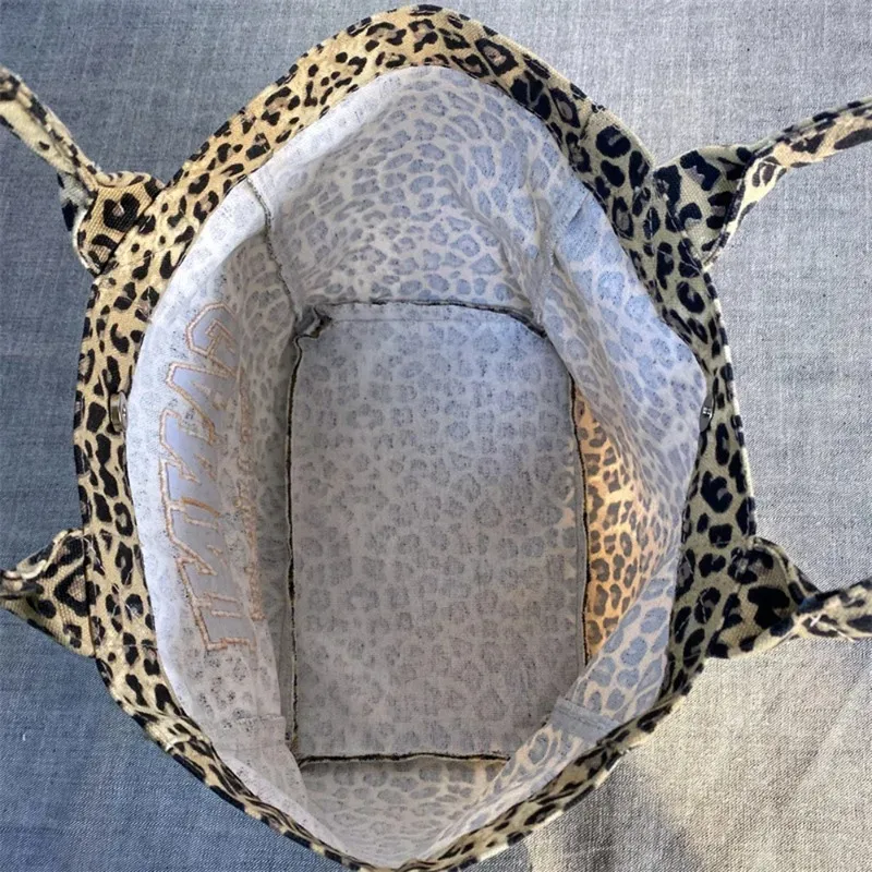 sac fourre-tout en toile rétro à imprimé léopard, sac à bandoulière de grande capacité pour le travail, l'école et le shopping