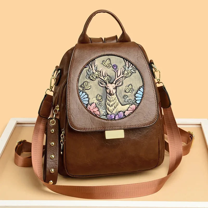 femmes de luxe en cuir véritable sac à dos décontracté dames sac à bandoulière mode grande capacité voyage femme qualité peau de vache sac à dos