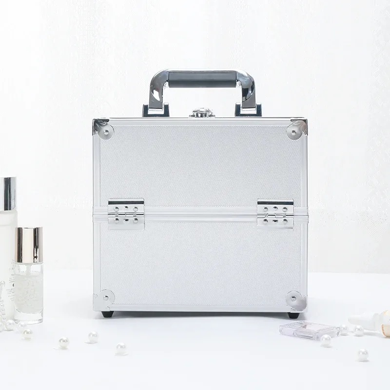 trousse de maquillage, boîte de maquillage extra large, plateaux à 4 niveaux, organisateur de cosmétiques de voyage, verrouillable avec clés