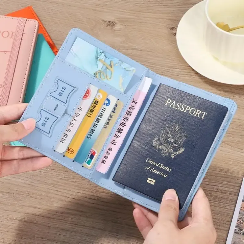 étui de protection imperméable pour passeport, en cuir pu, portefeuille pour cartes de crédit, joli porte-passeport pour femmes/hommes
