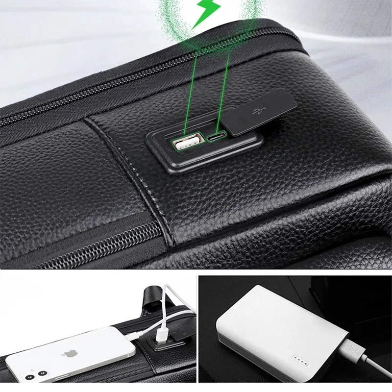 100% sac à dos en cuir véritable hommes 15.6 pouces sac à dos pour ordinateur portable usb charge antivol étanche grande capacité hommes sacs de voyage