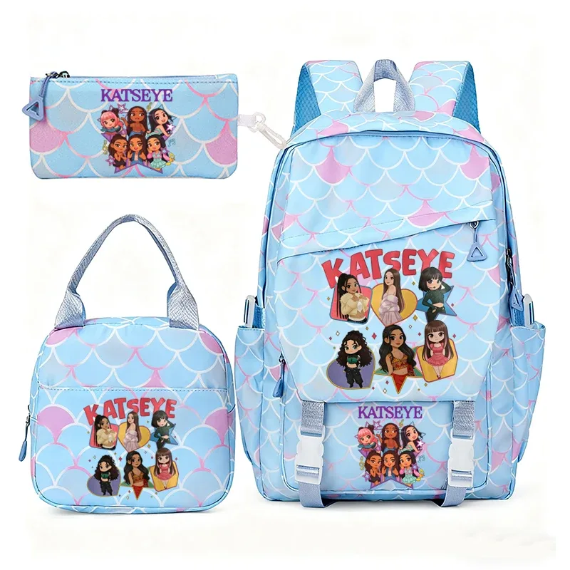 katseye musique sacs à dos pour filles garçons 3 pièces voyage haute capacité étudiants sacs d'école couleur fraîche ordinateur portable mochilas yk2