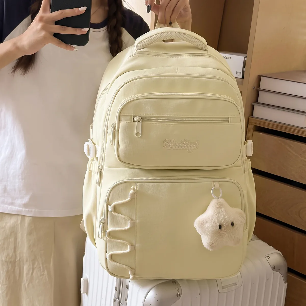 sac à dos esthétique pour jeunes femmes, style coréen, en nylon, multi-compartiments, sac de voyage