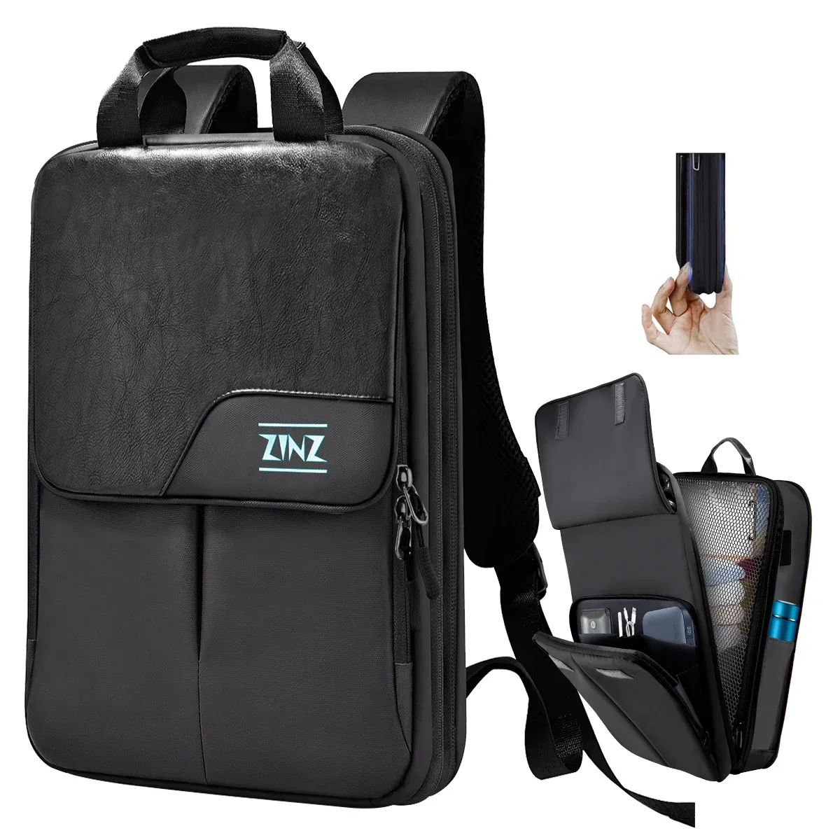 sac à dos extensible mince pour ordinateur portable 15,6-17 pouces, sac à dos de voyage d'affaires étanche à la pluie pour hommes et femmes