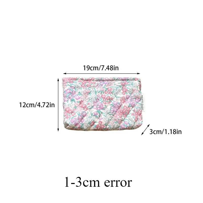 sac de rangement à fleurs rétro pour femmes, pochette légère et portable pour dames, sacs à cosmétiques, trousse de maquillage de voyage en coton matelassé