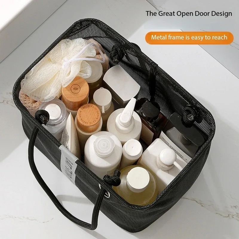 panier de vidange en maille pliable 2 en 1, organisateur de toilette de voyage et de natation, grande poignée de transport portable, rangement écologique