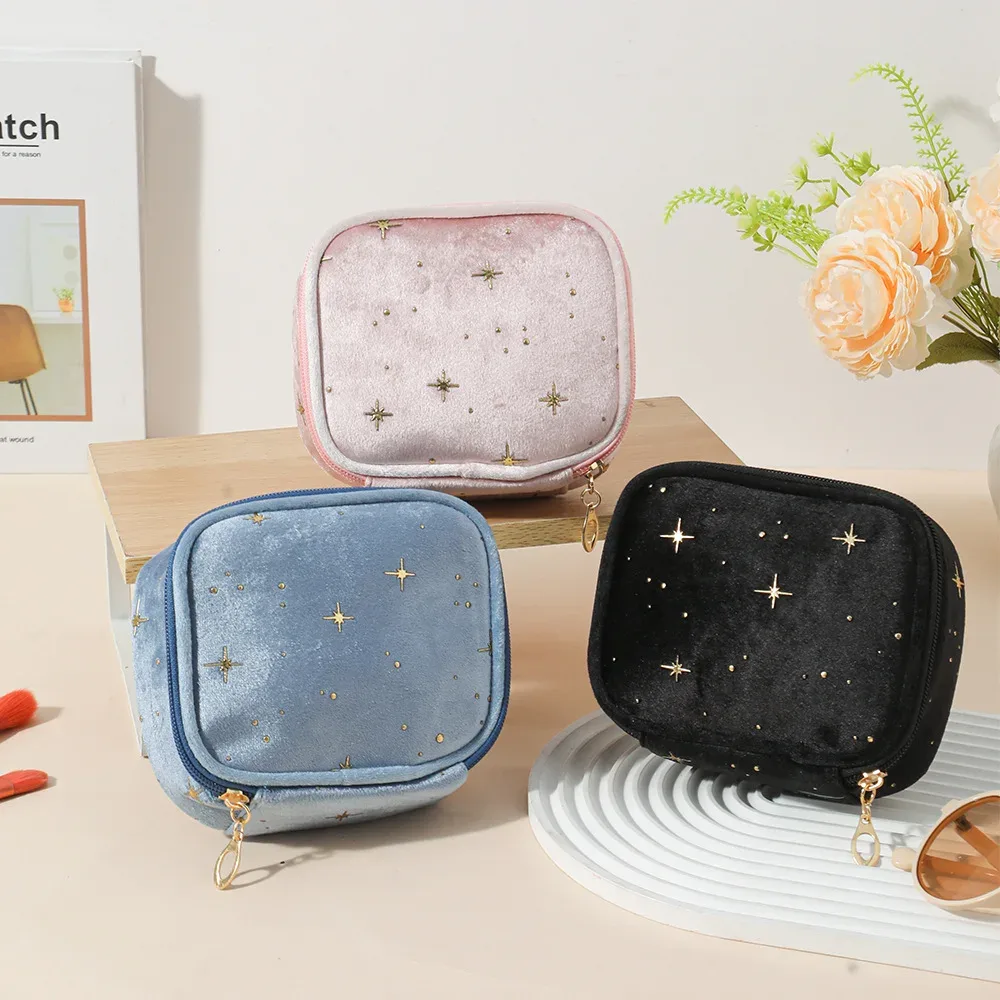 Mini sac à cosmétiques carré mignon pour femmes, écouteurs portables, rouge à lèvres, serviettes hygiéniques, pochette de rangement, petits sacs de maquillage à fermeture éclair