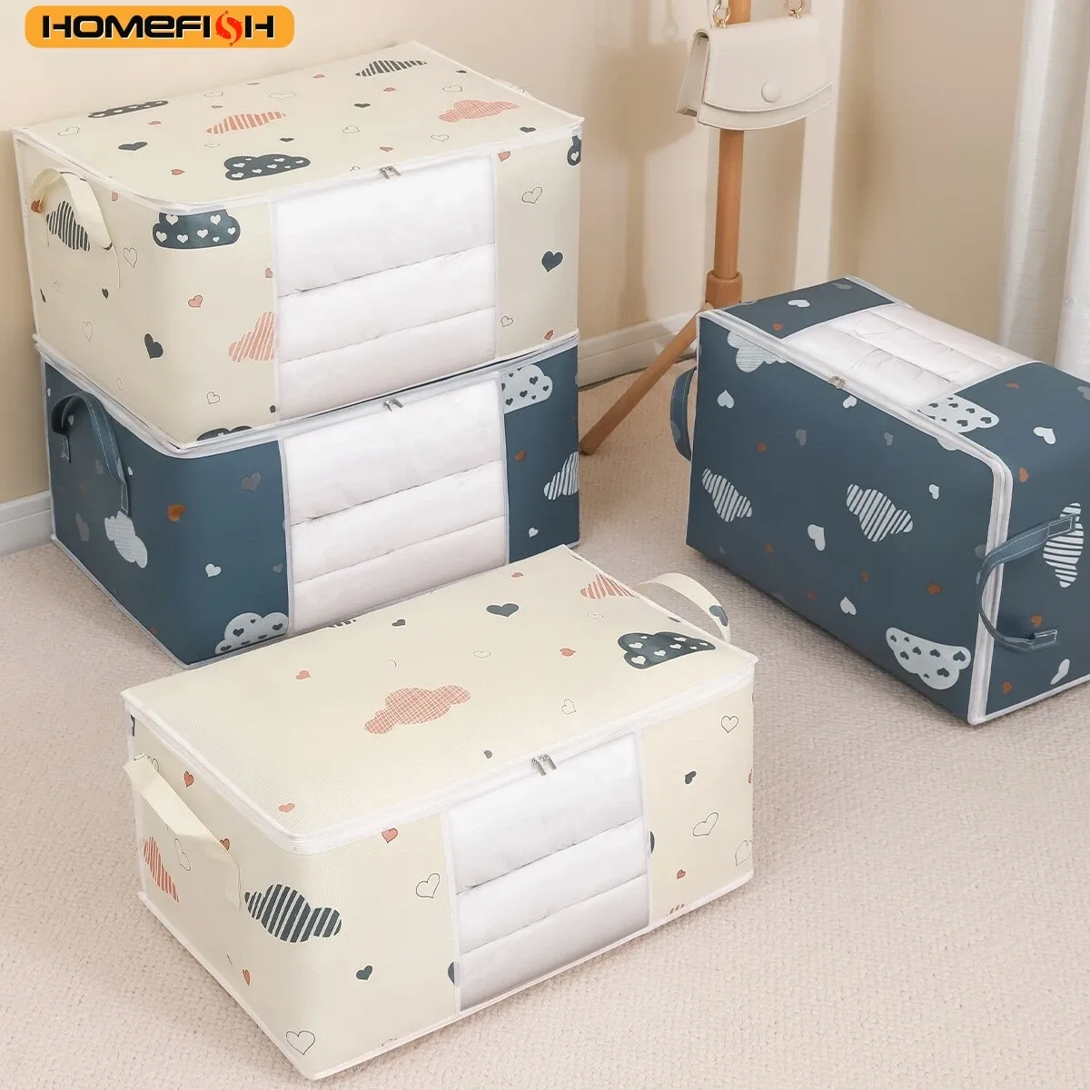 sac de rangement pour couettes homefish, multifonctionnel, anti-poussière, anti-humidité, grande capacité, sac de rangement pour vêtements, organisation pour déménagement