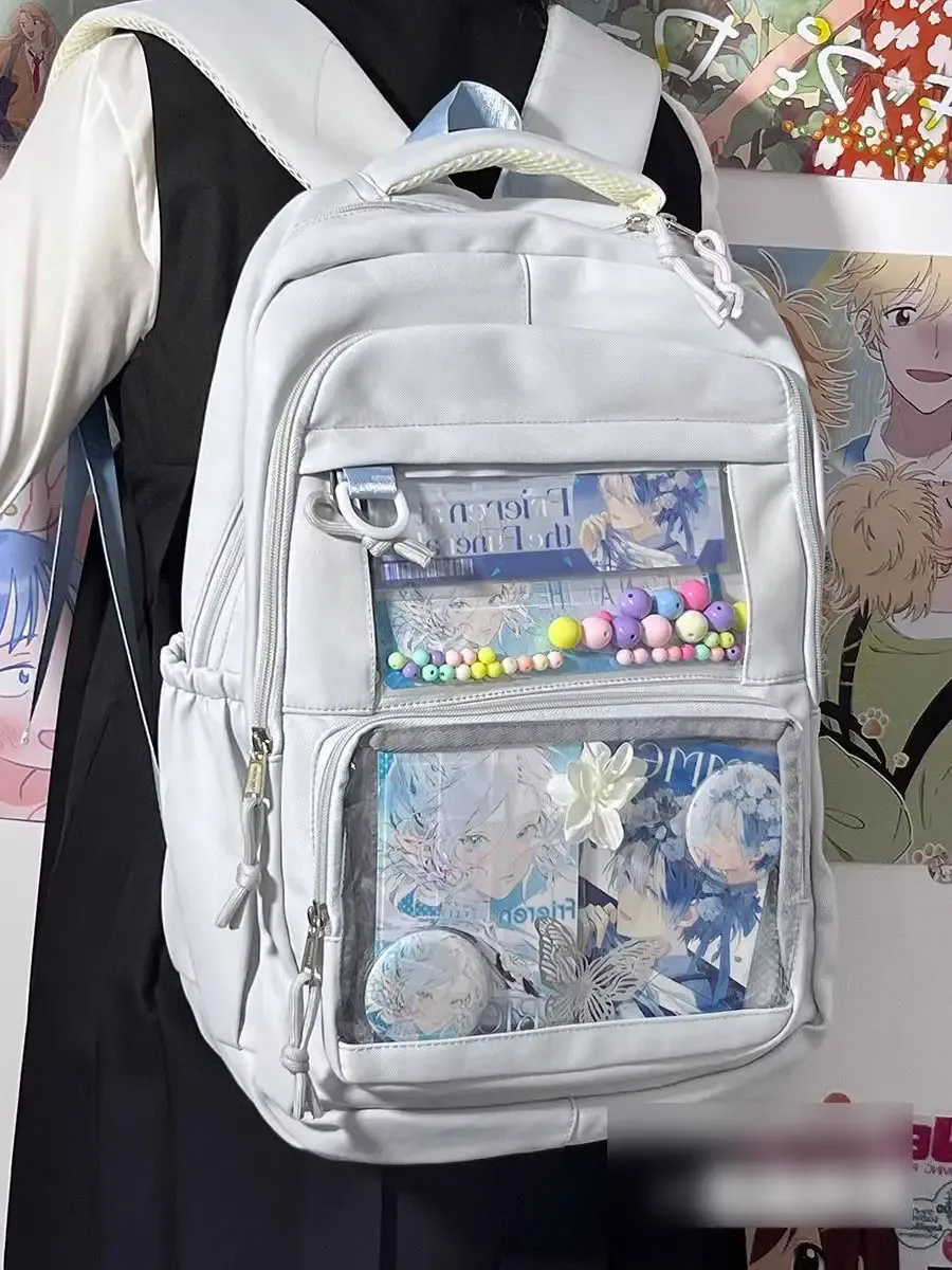 sac à dos de grande capacité pour femmes, style collège simple japonais, cartable d'étudiant, sac à dos d'ordinateur, sac ita pour fille douce et mignonne
