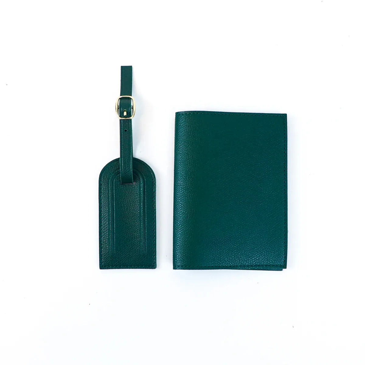 étiquette de bagage anti-perte en cuir pu personnalisée + ensemble de deux pièces pour porte-documents de voyage et porte-passeport