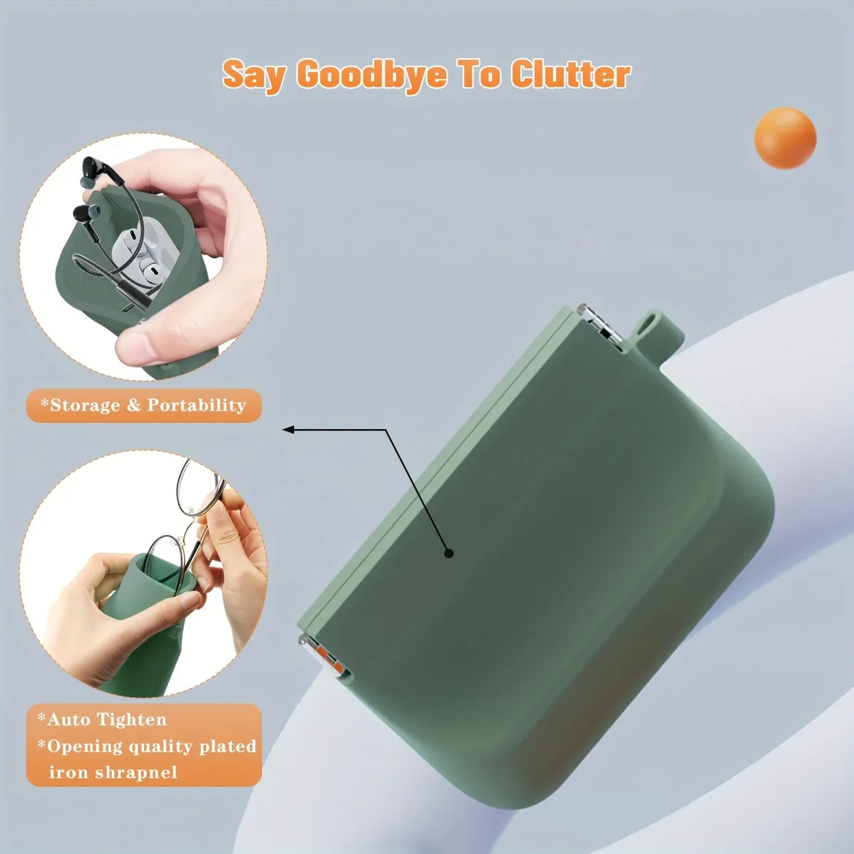 sac de rangement portable en silicone, organisateur de casque à vent simple, sac de rangement de petits objets, mini sac de voyage essentiel à main