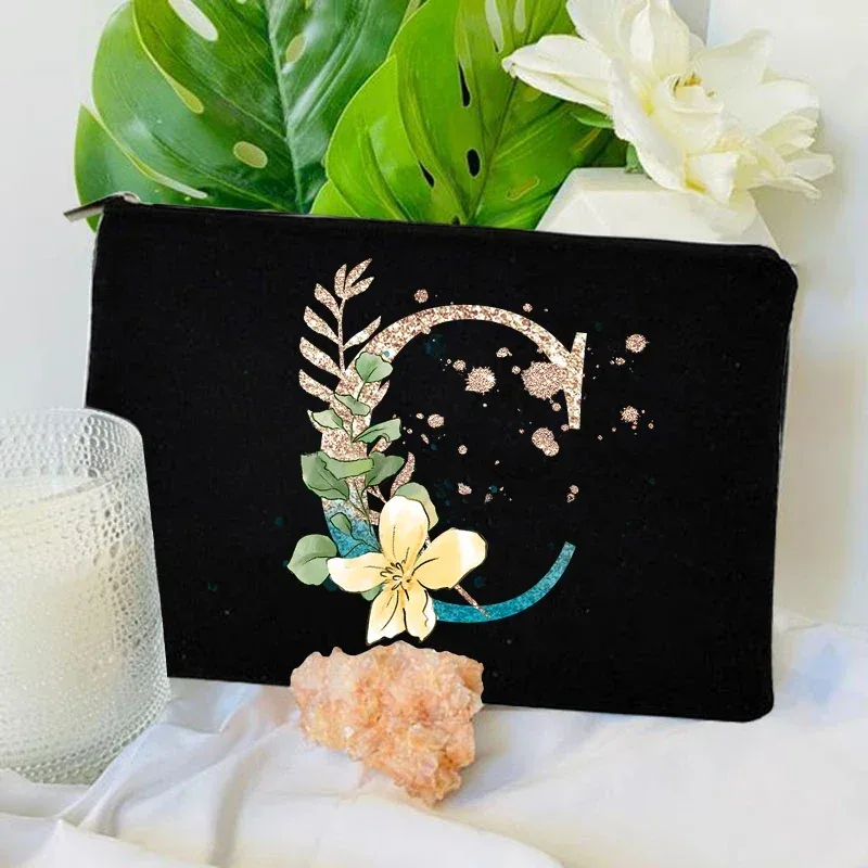 sacs à fermeture éclair pour maquillage initial dégradé, pochette de voyage pour toilettes, rouge à lèvres, enterrement de vie de jeune fille, pochette cosmétique pour demoiselle d'honneur