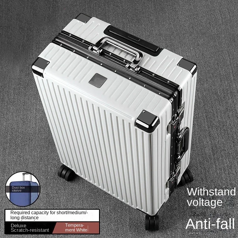 valise à cadre en aluminium, boîtier de chariot de grande capacité, sac de cabine à mot de passe solide et durable, valise pc épaisse 20/22/24/26/28