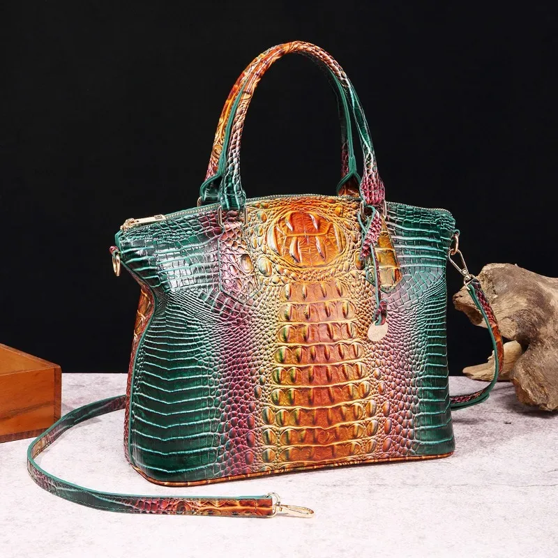 Sac à bandoulière en cuir gaufré croco grande capacité, sac à main de luxe ombré pour femme, sac de voyage, cadeau