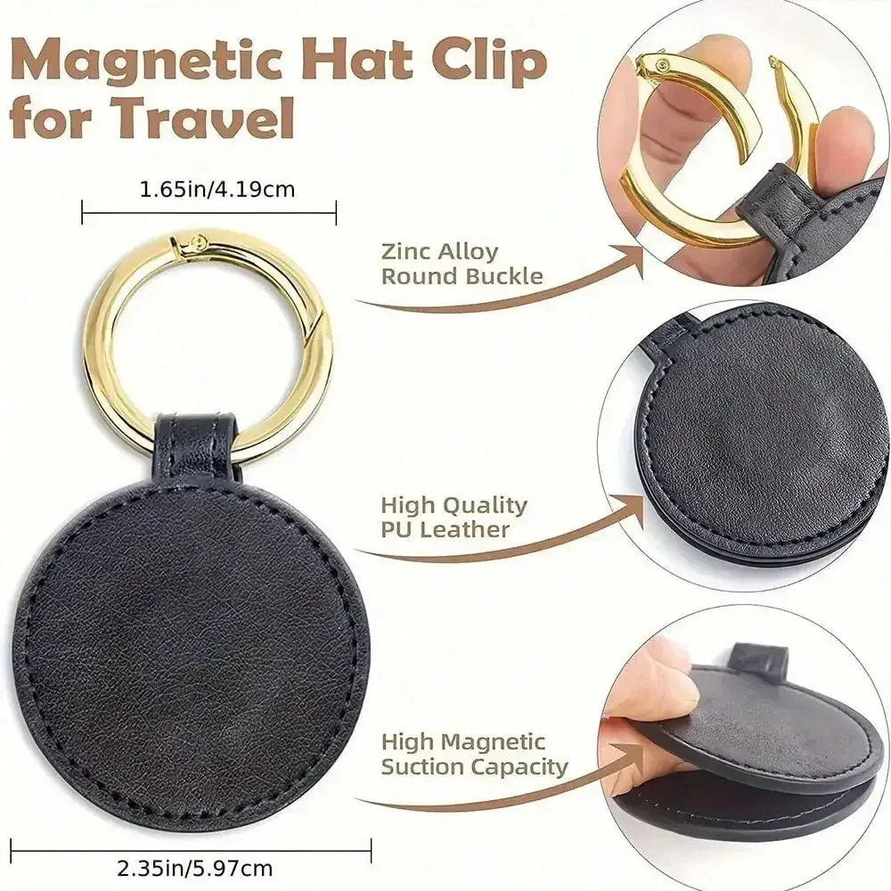 clip de chapeau magnétique puissant pour femmes, sacs à dos, bagages de voyage en plein air, accessoires en cuir pu pour étudiants, hommes et femmes, unisexe
