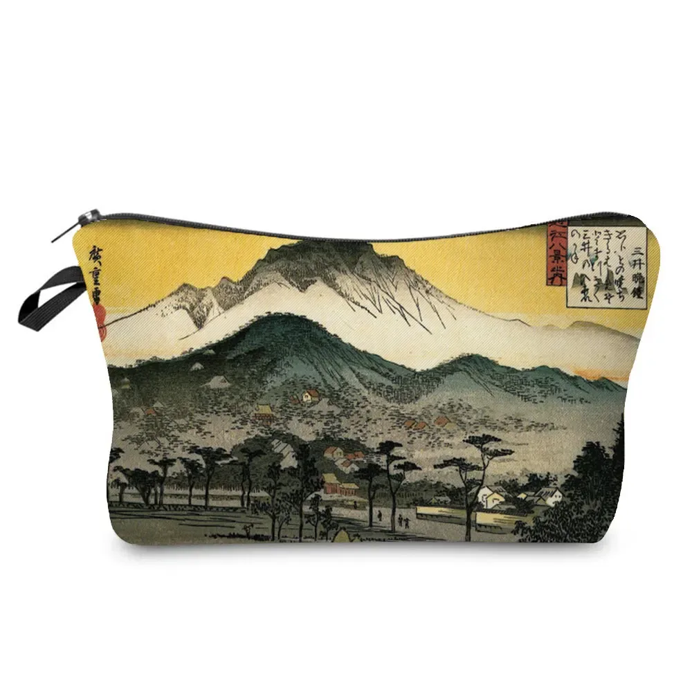 ukiyoe – mini trousse de maquillage pour femmes, design japonais, grue de styliste, trousse de toilette de voyage de plage, trousse à cosmétiques écologique réutilisable