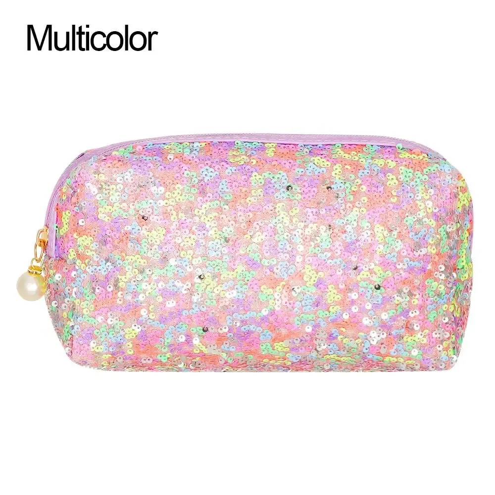trousse cosmétique à paillettes brillantes pour femmes, trousse de maquillage, trousse de toilette de voyage, pochette de beauté, poudres cosmétiques, mode de fête