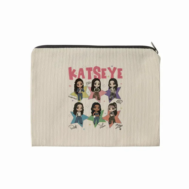 katseye world tour – trousse de maquillage en velours côtelé, trousse de toilette légère, multifonctionnelle avec fermeture éclair, sacs de rangement pour femmes, cadeaux pour fans