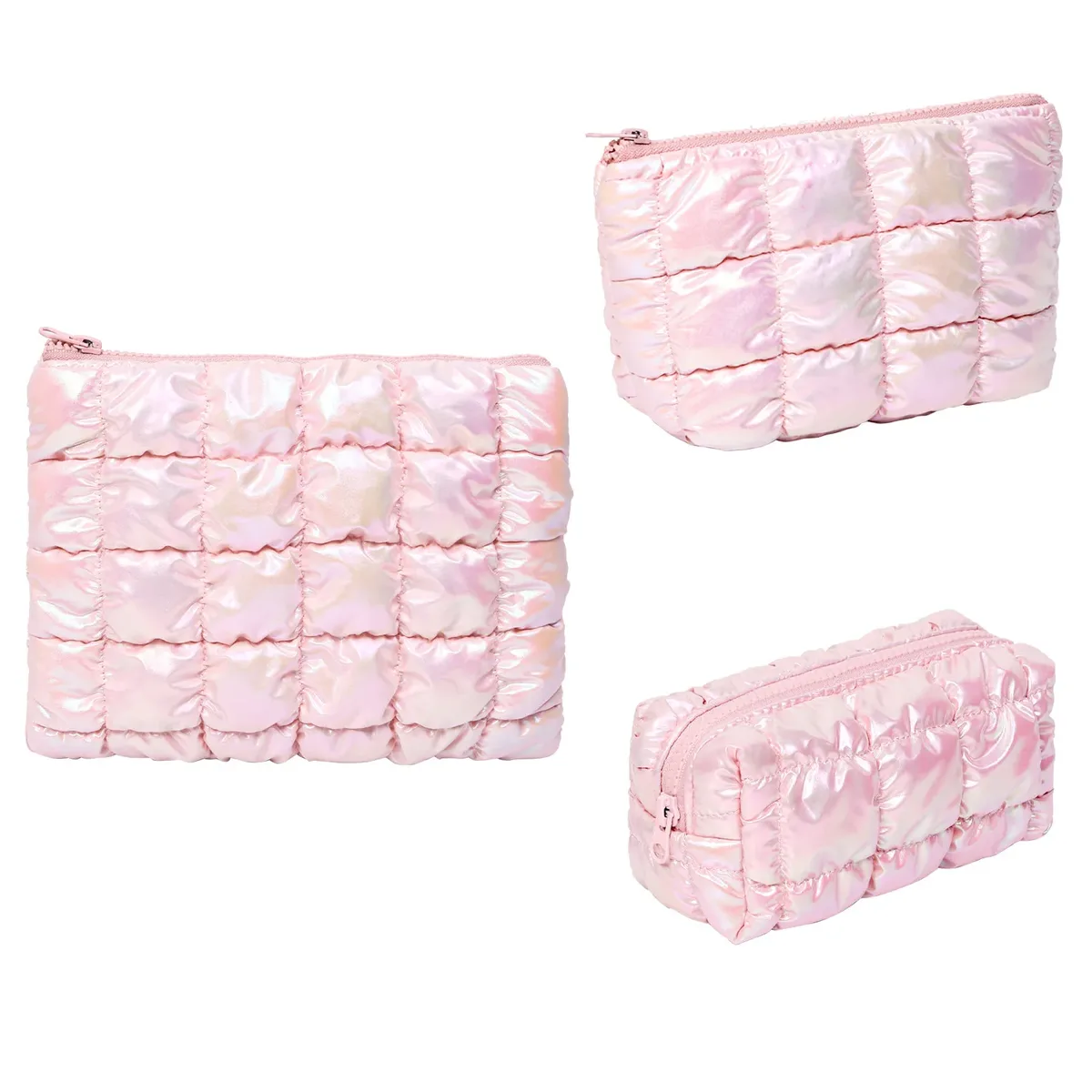 sac de rangement de maquillage rose pour femmes, sac à main organisateur de voyage, pochette de toilette et de cosmétiques, grille à bulles, pochette de luxe pour dames