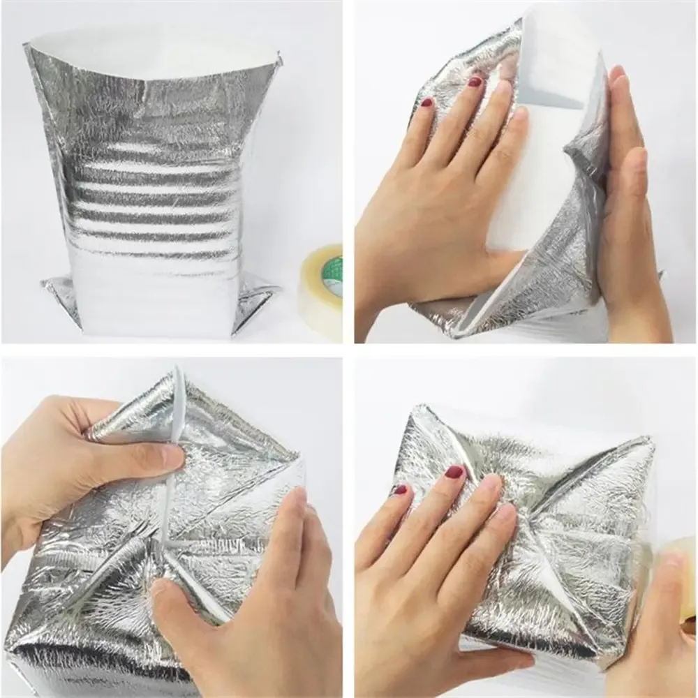 sac isotherme en papier d'aluminium, sac isolant pliable pour pique-nique, sac d'emballage thermique portable pour aliments, livraison de nourriture, porte-boissons, sac isolé