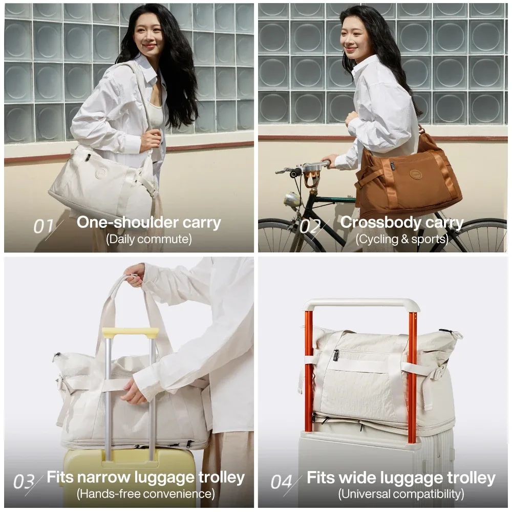 sac de voyage extensible mixi pour femmes, grand format, imperméable, léger, sac de week-end avec compartiment pour chaussures m3022