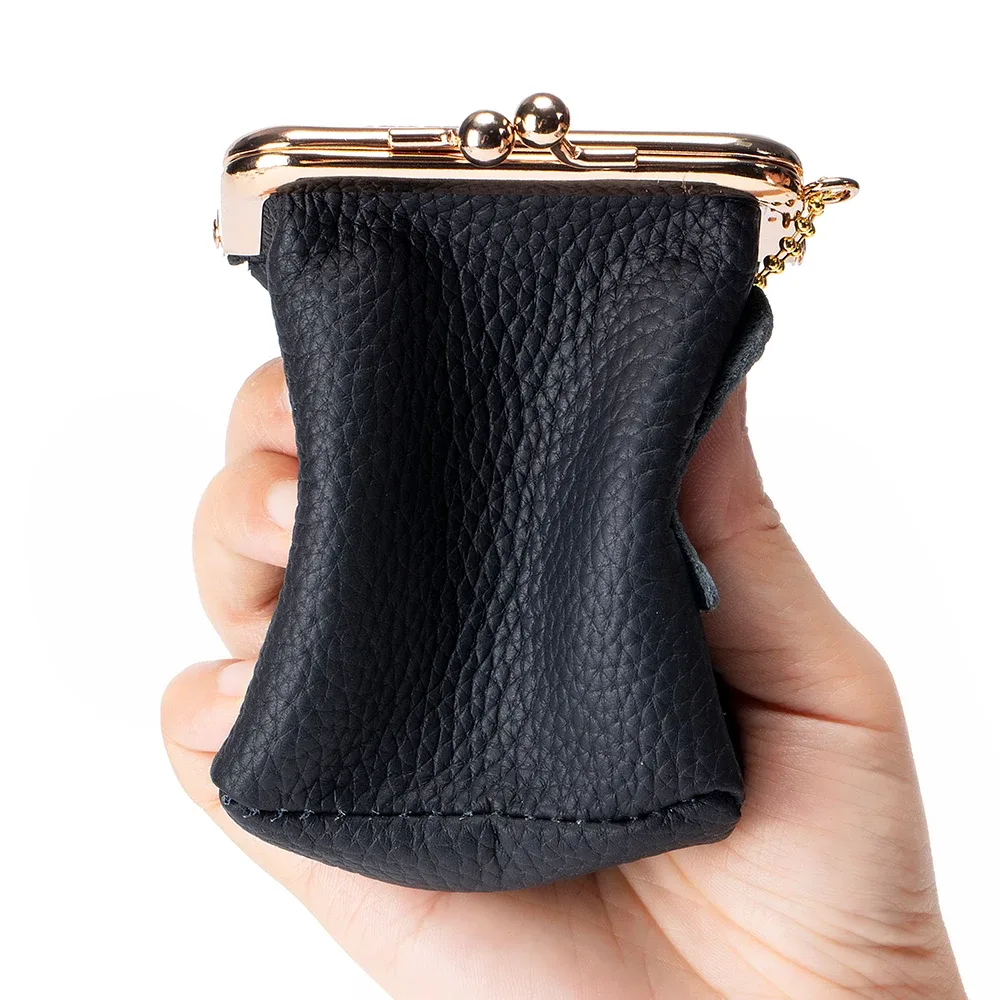 petit sac à cosmétiques en cuir véritable pour femmes, moraillon doré, pochette de maquillage mignonne, étui de rangement de rouge à lèvres, boîte à clés de voyage, mini porte-monnaie