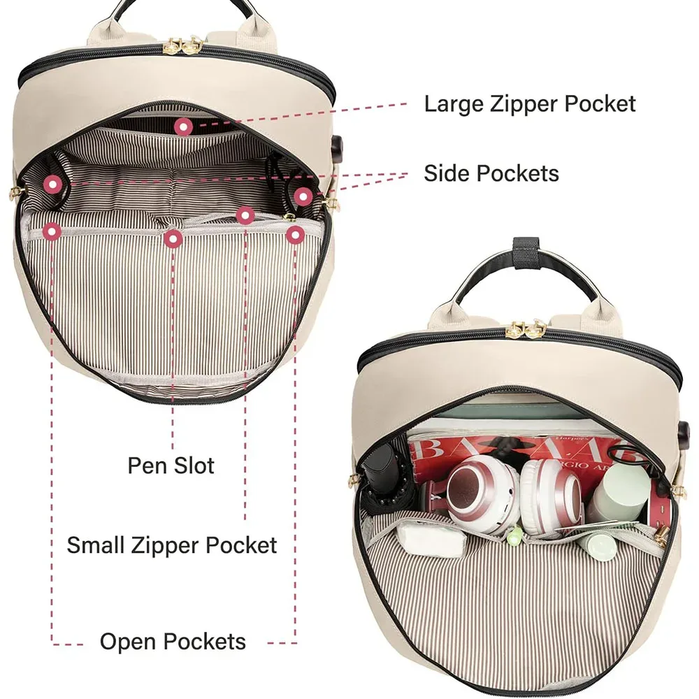 sac à dos pour ordinateur portable de 15,6 pouces pour femmes, avec port usb, grande capacité, sac de voyage étanche, sac à dos vintage