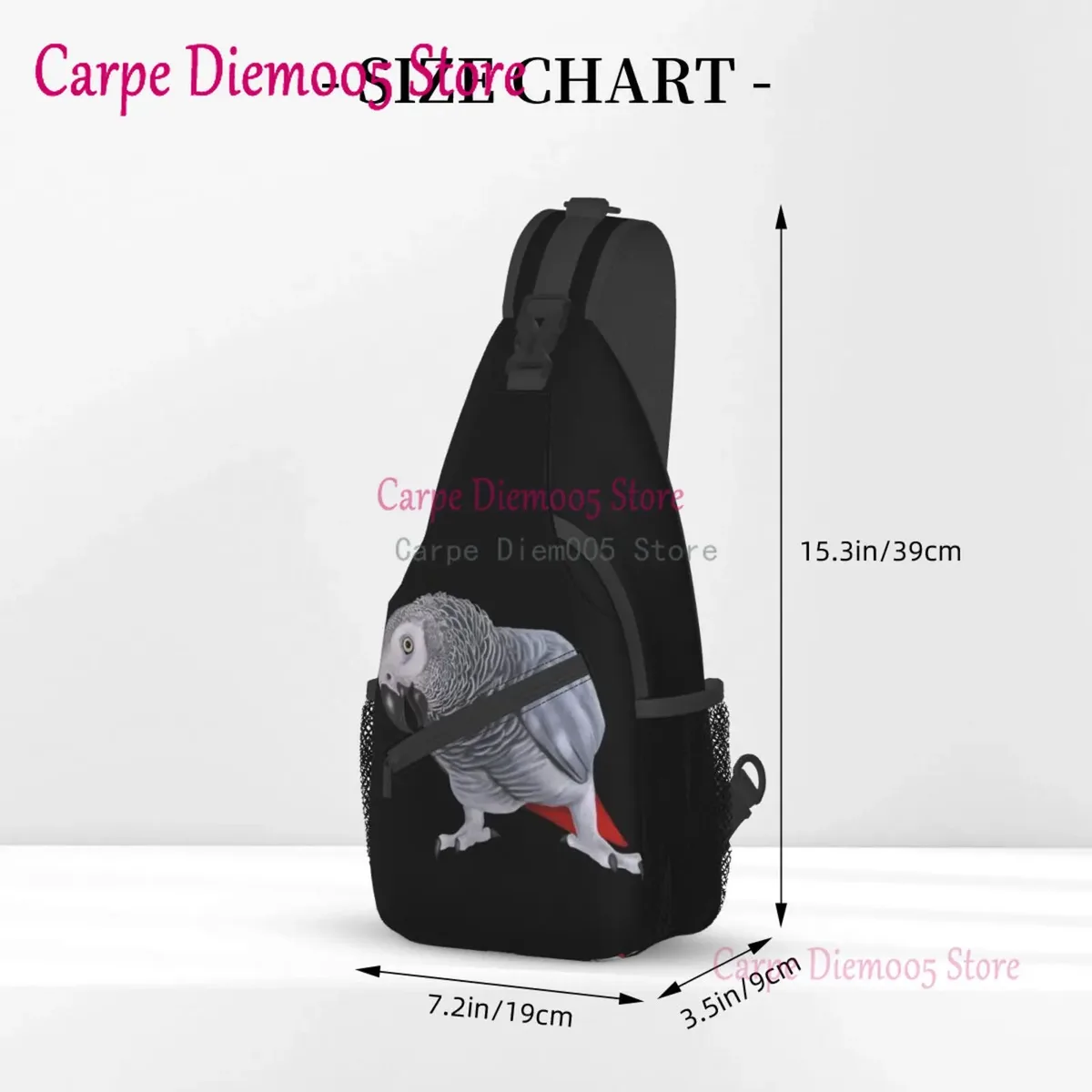 sac à bandoulière perroquet gris africain pour hommes, sac à dos à bandoulière pour la randonnée