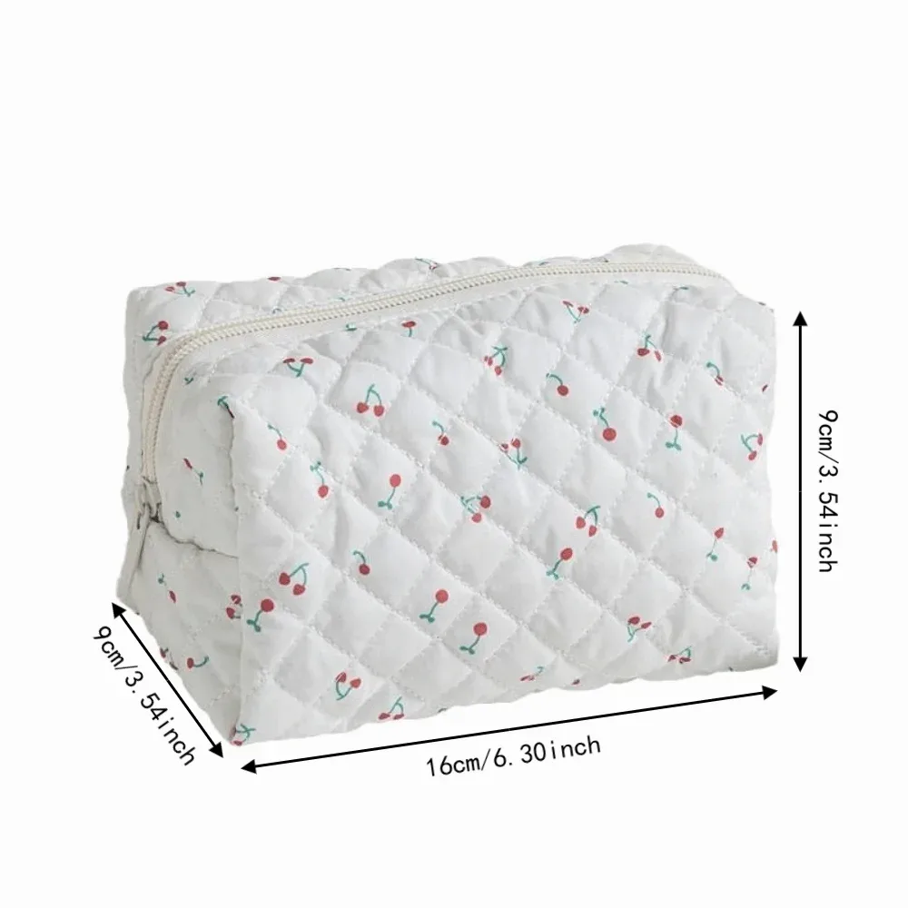 jolie trousse de maquillage matelassée, grande capacité, imprimé floral, trousse de toilette portable, élégant organisateur de cosmétiques pour femmes