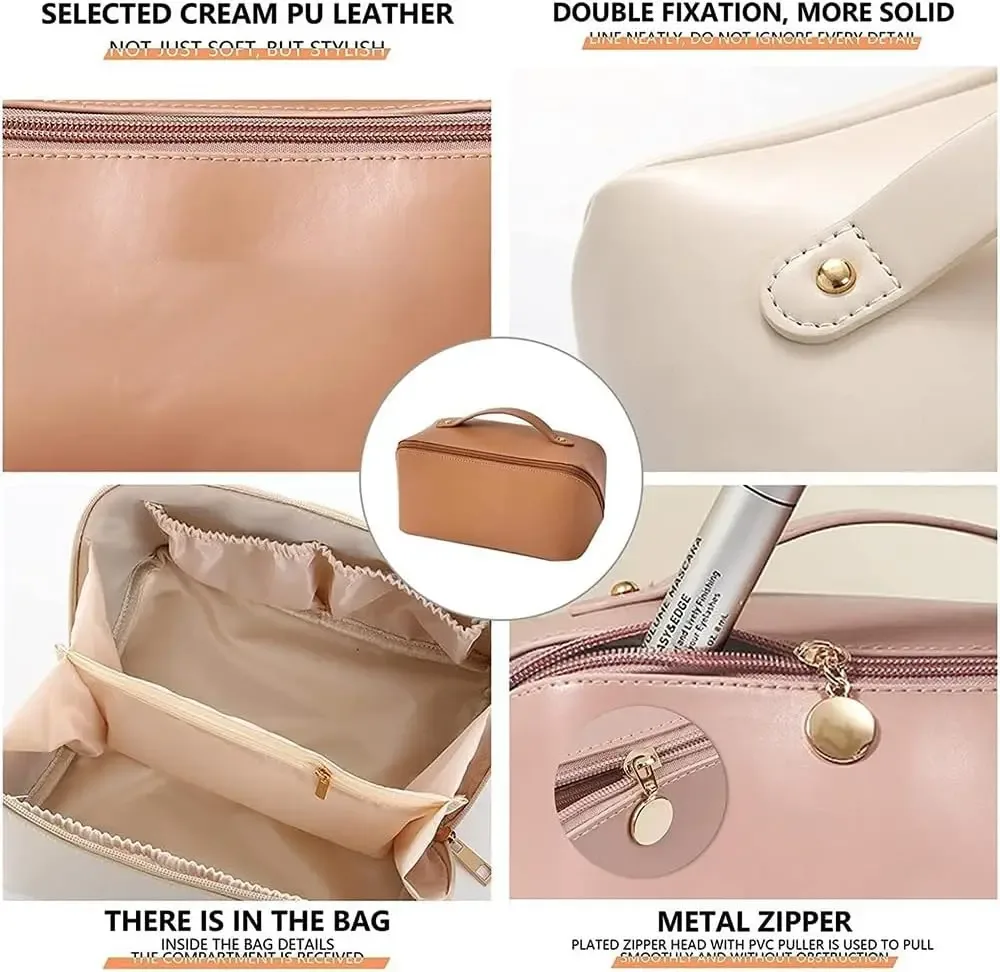1pc grande trousse de toilette imperméable à fermeture éclair grande capacité avec compartiments, poignée et fonction d'organisation