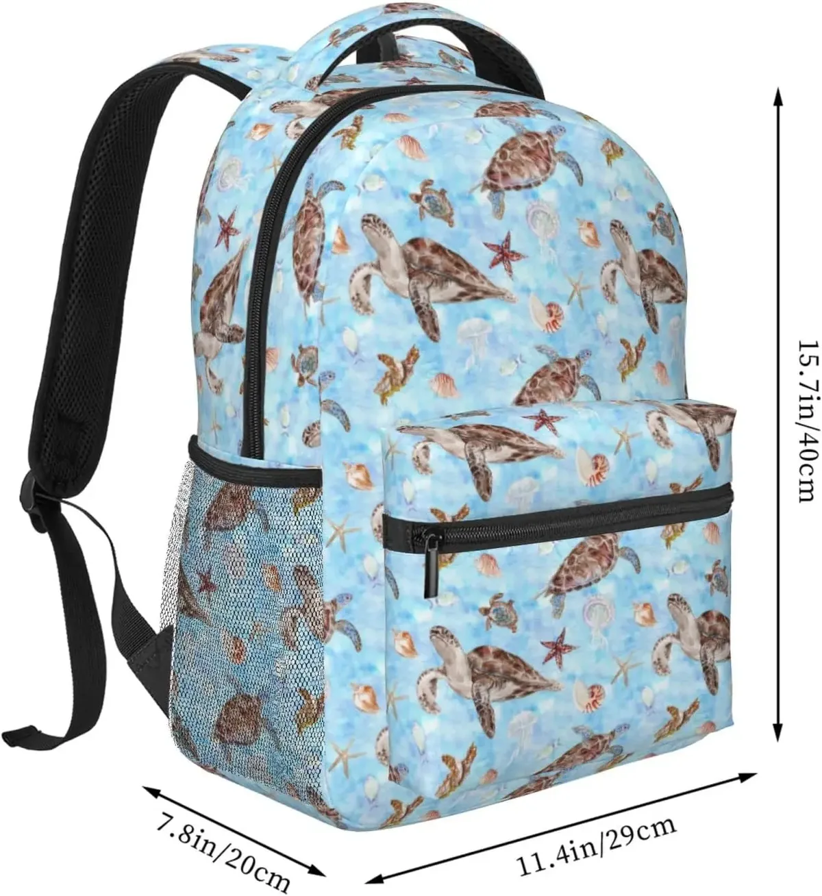 Sac à dos pour ordinateur portable léger pour hommes et femmes, tortue de mer, étoile de mer, coquille de méduse, cartable universitaire, sac à dos décontracté, sac de voyage