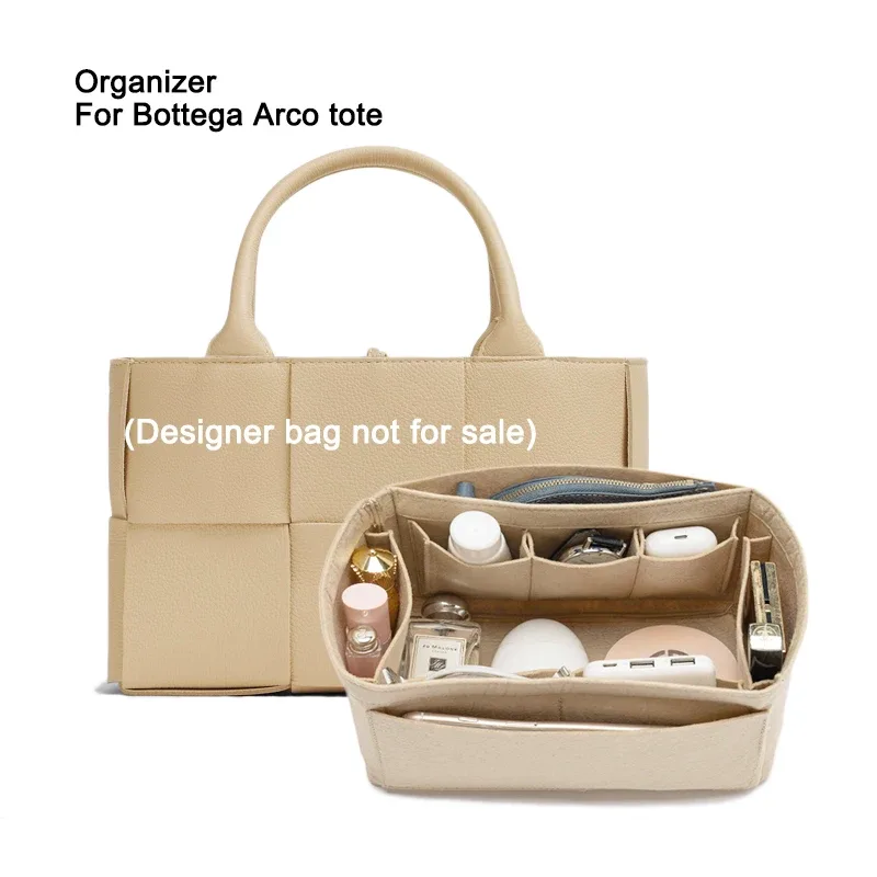 pour bottega arco sac fourre-tout organisateur insérer, doublure en feutre de sac à main, sac de rangement cosmétique sac à main intérieur, pochette de voyage shaper protecteur