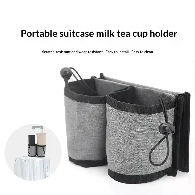 Support de tasse pour bagages de voyage, durable, mains libres, pour valise, porte-boissons, pour tasses de lait, thé, café, compatible avec toutes les poignées de valise