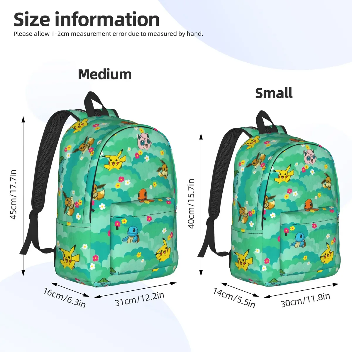 sac à dos à thème pokemon de dessin animé à la mode, design mochilas harajuku pour l'école, sac à dos de grande capacité