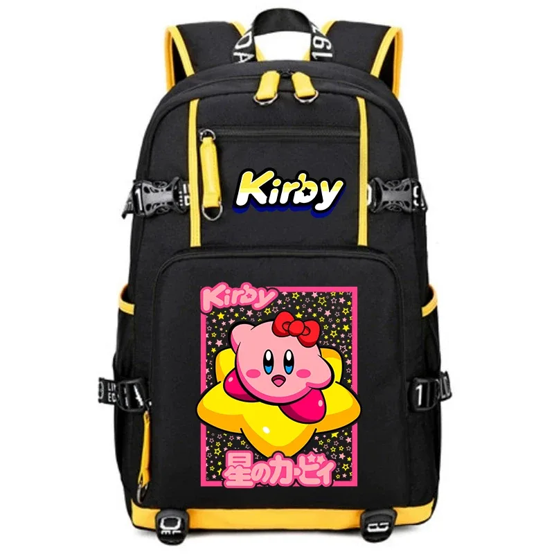 sac à dos d'étudiant imprimé dessin animé kirby, sac d'école de voyage de grande capacité pour enfants et adolescents